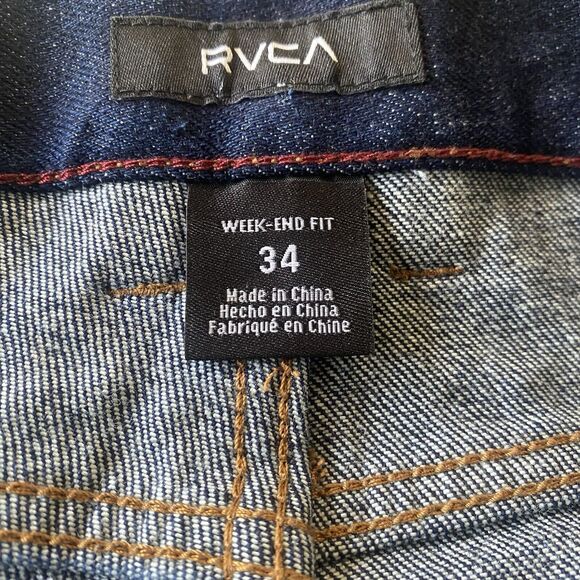 RVCA Men’s Denim Jeans Week-End Relaxed Fit Blue Stone Wash Jeans -Size 34x30 - Picture 7 of 16